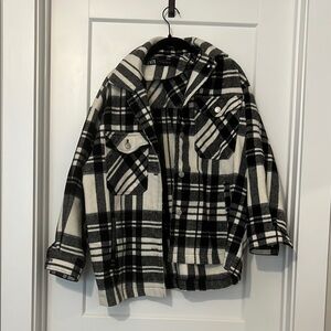 Zara Black and White Plaid Jacket